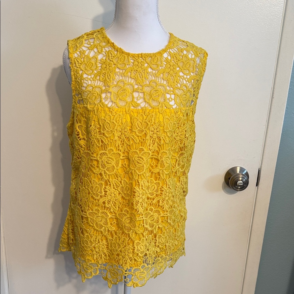 Nanette Lepore Floral Lace Top in Sunny Yellow